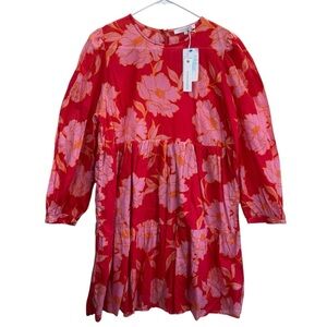 Olivaceous Baby Doll Pink and Red Floral Dress Size L NWT